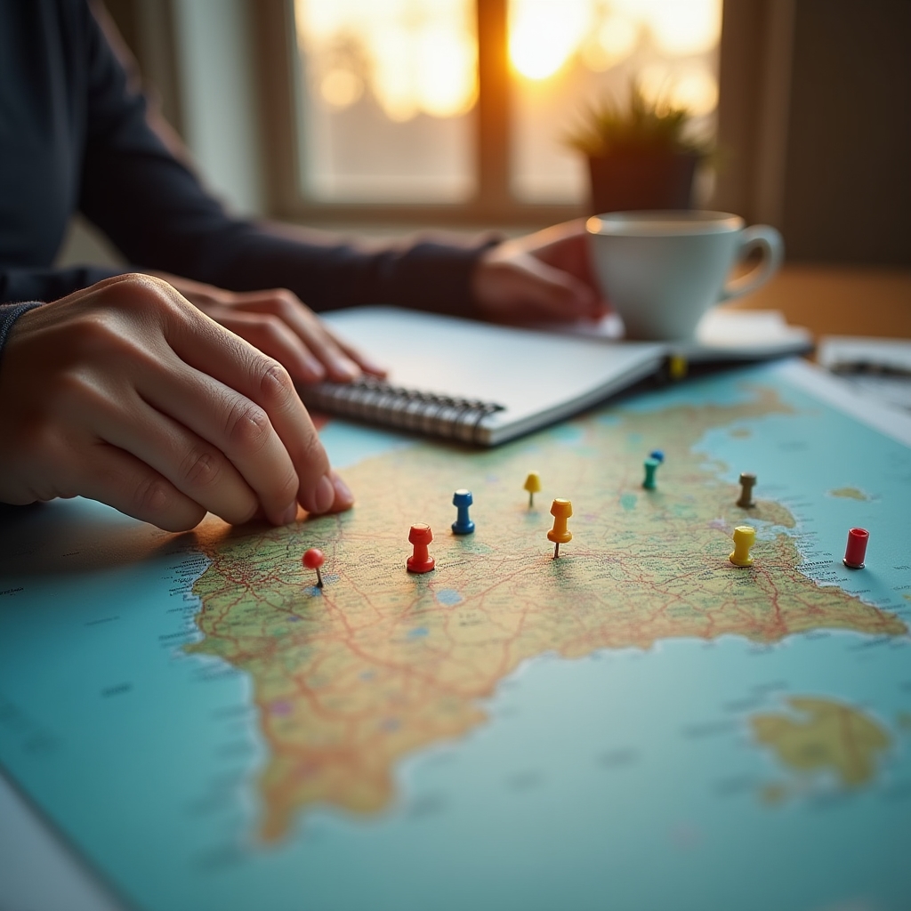 Mapa regional con marcadores utilizados para analizar distintas zonas comerciales